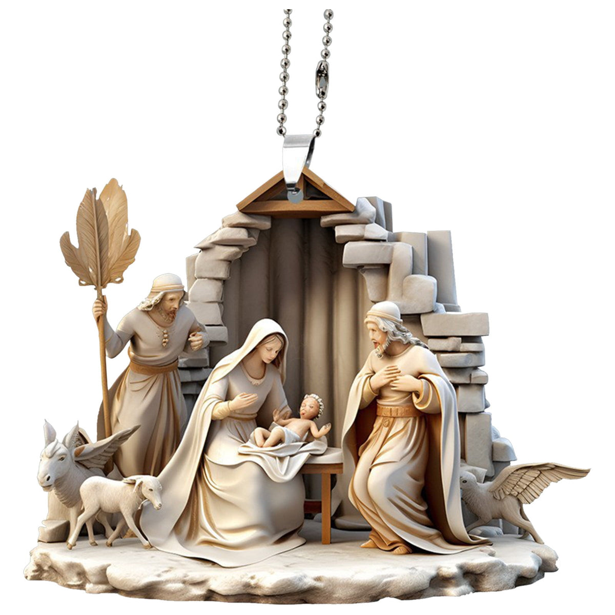 AuroraX Modern Christmas Decoration Hanging Acrylic Christmas Nativity Sets Neutral 2025 Decorative Nativity for Christma Tree,Home Decor