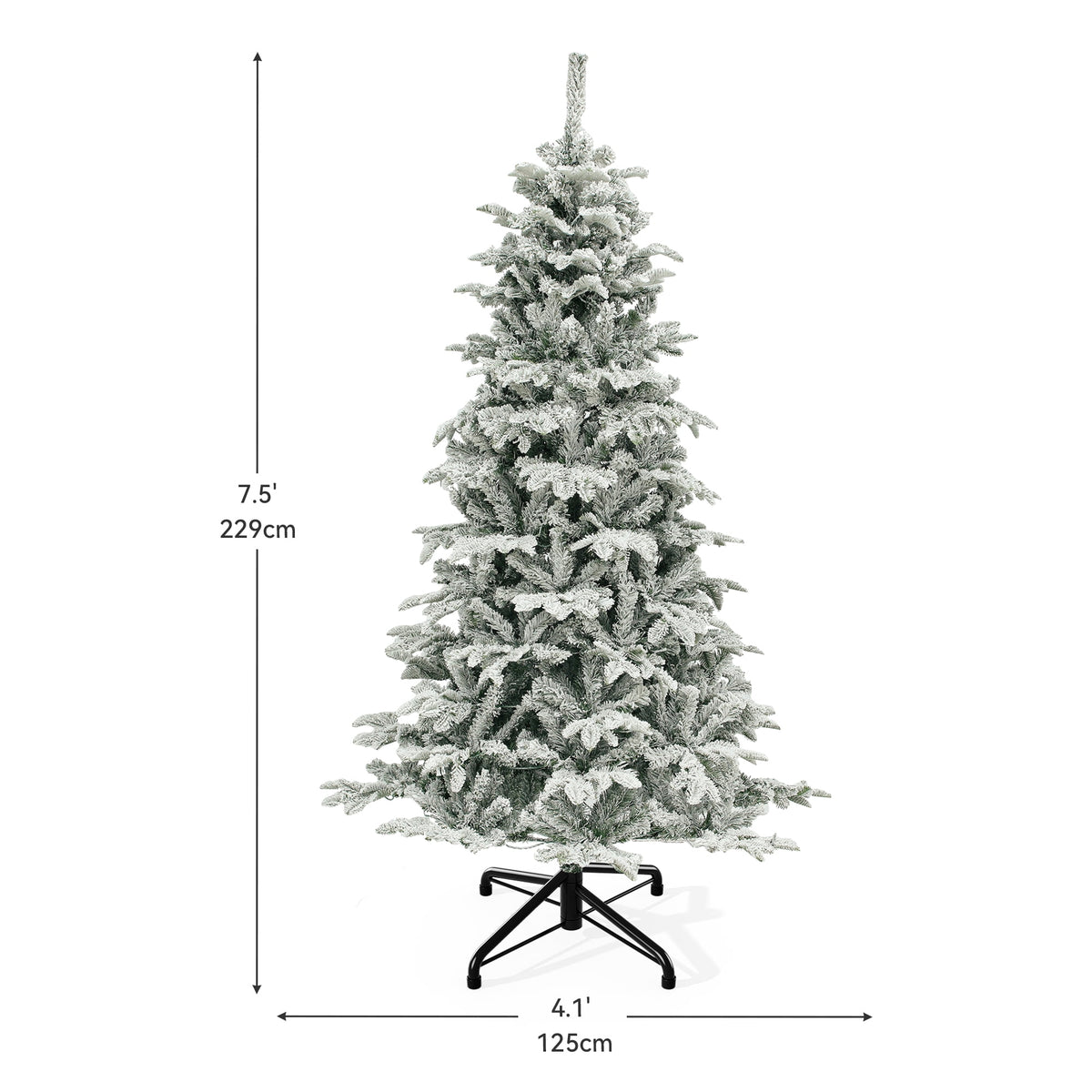 Uforic 7.5FT Pre-Lit Flocked Artificial Christmas Tree with 1010 Branch Tips, 450 Lights for Home, Office & Party Decor