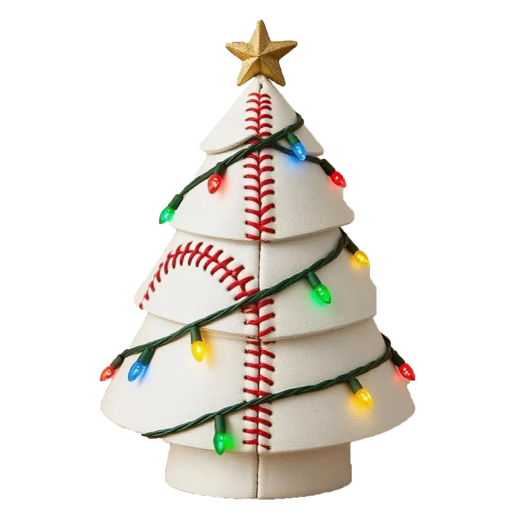 Football Theme Mini Christmas Trees with Lights, Tabletop Small Christmas Tree Ornaments Lighted, Xmas Tree with LED Lights for Desk Table Top Party Festival Sports Theme Decorations