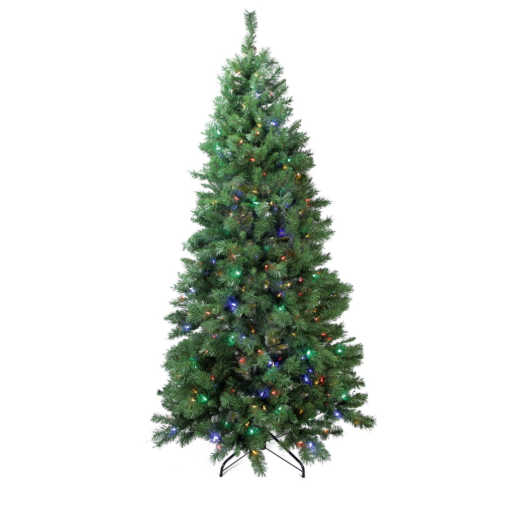 Northlight 7' Prelit Artificial Christmas Tree Slim LED Glacier Pine - Multicolor Lights