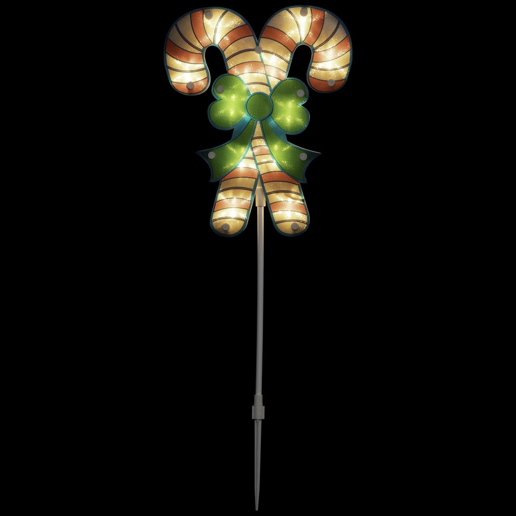 Northlight Lighted Holographic Candy Cane Outdoor Christmas Pathway Markers - 25.5" - Set of 3
