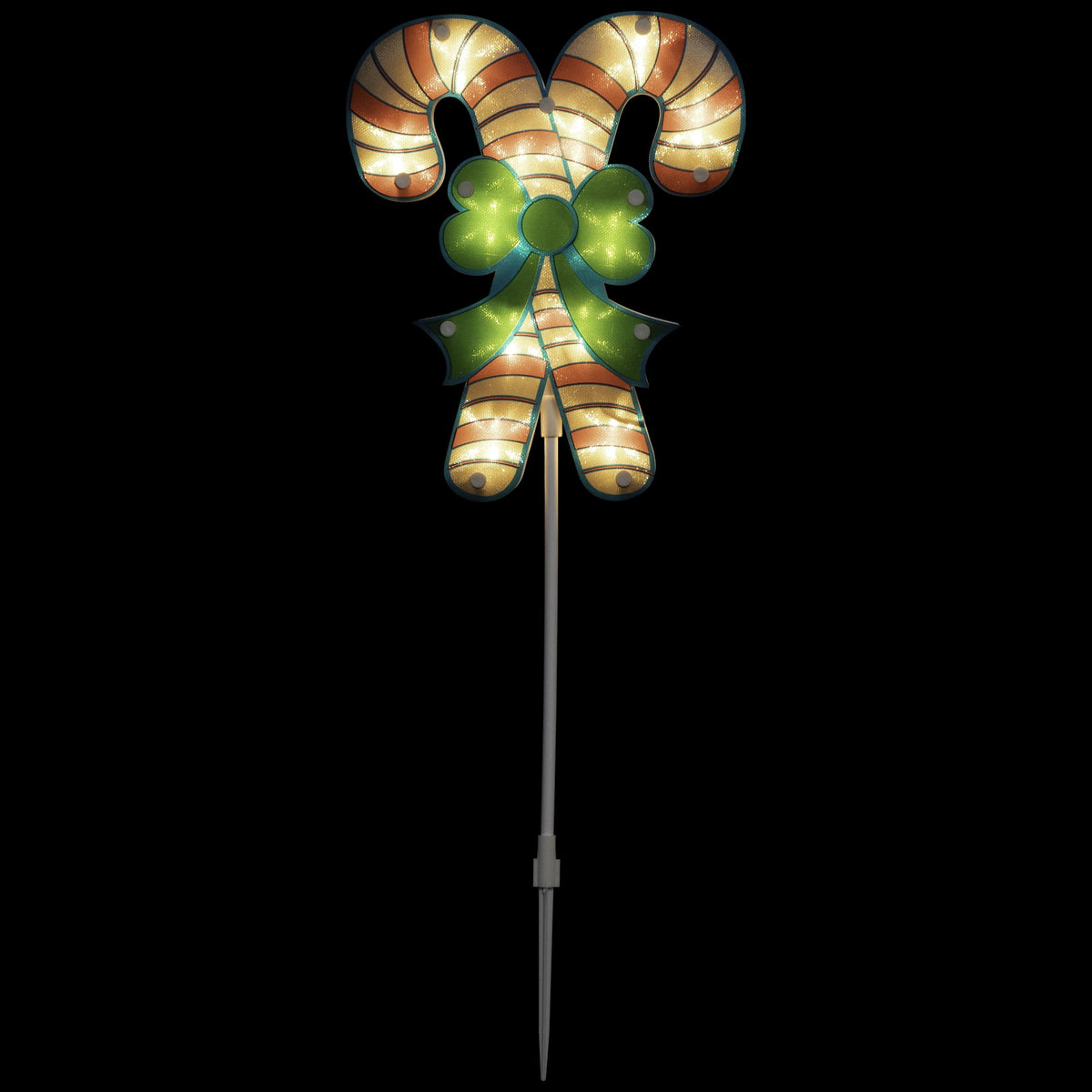 Northlight Lighted Holographic Candy Cane Outdoor Christmas Pathway Markers - 25.5" - Set of 3