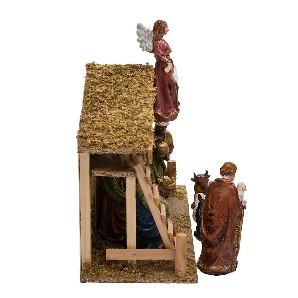 Kurt S. Adler Nativity Set with Wooden Stable, 12-Piece