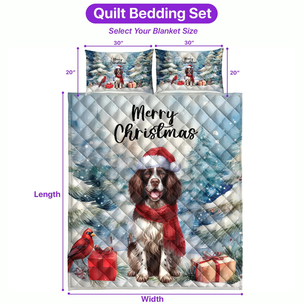Merry Christmas French Bulldog Enjoys Woofmas Winter Xmas Holiday Quilt Bedding Set Dog Lover Gifts 1 Blanket Bed Cover 2 Pillowcases - 02022