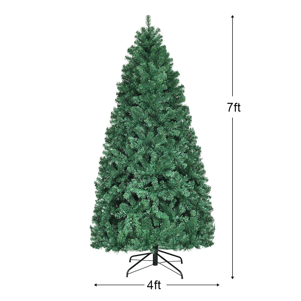 Costway 7Ft Pre-Lit PVC Hinged Christmas Tree 300 LED Lights Green