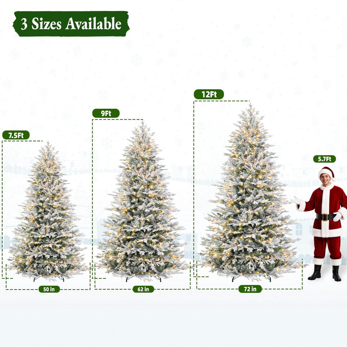 VIVATREES 7.5ft Pre-lit Artificial Christmas Tree 3325 Hinged Mixed PVC PE Branch Tips Spruce w/ 450 Warm White LED Lights Foldable Base