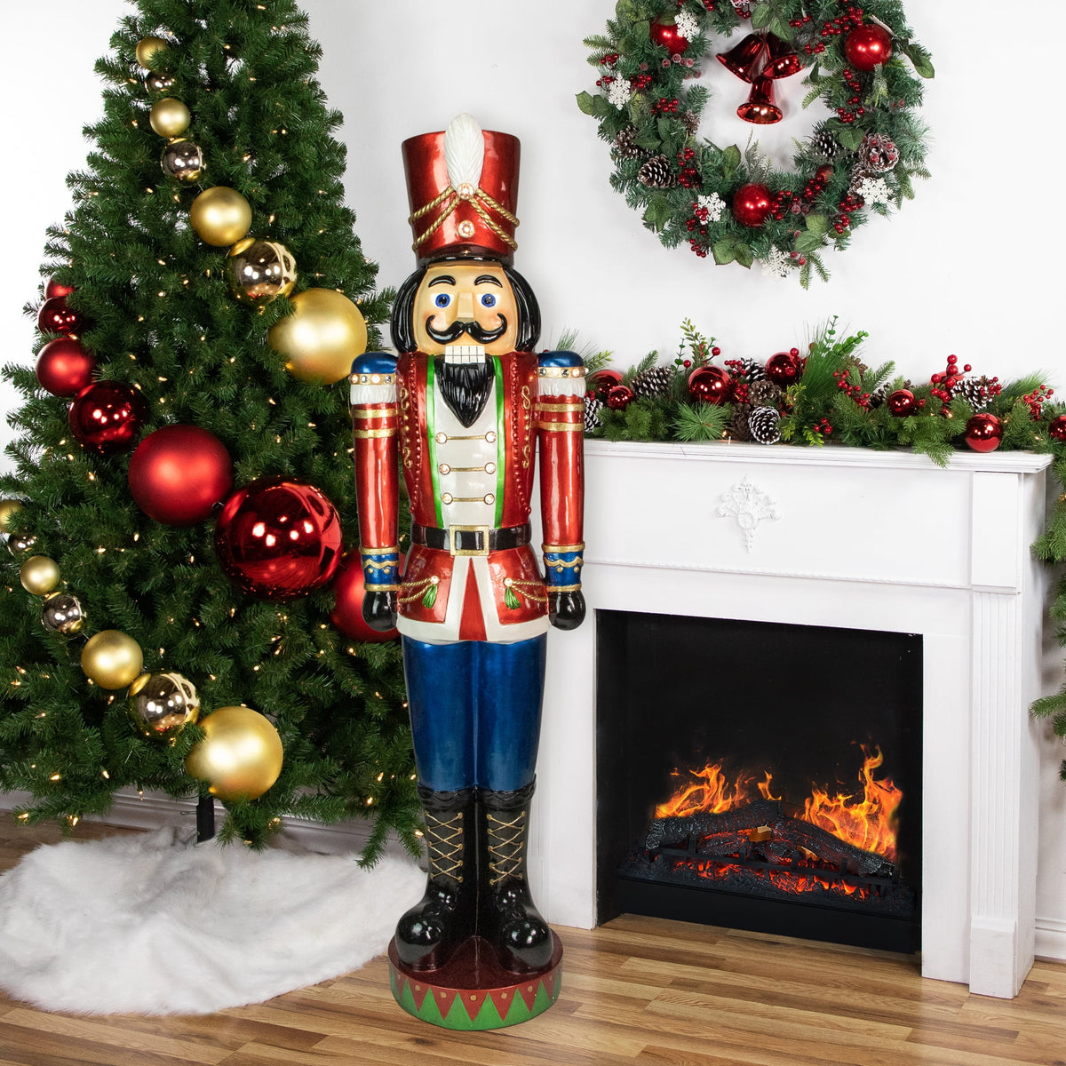 Northlight LED Lighted Jeweled Commercial Christmas Nutcracker - 6' - Red and Blue