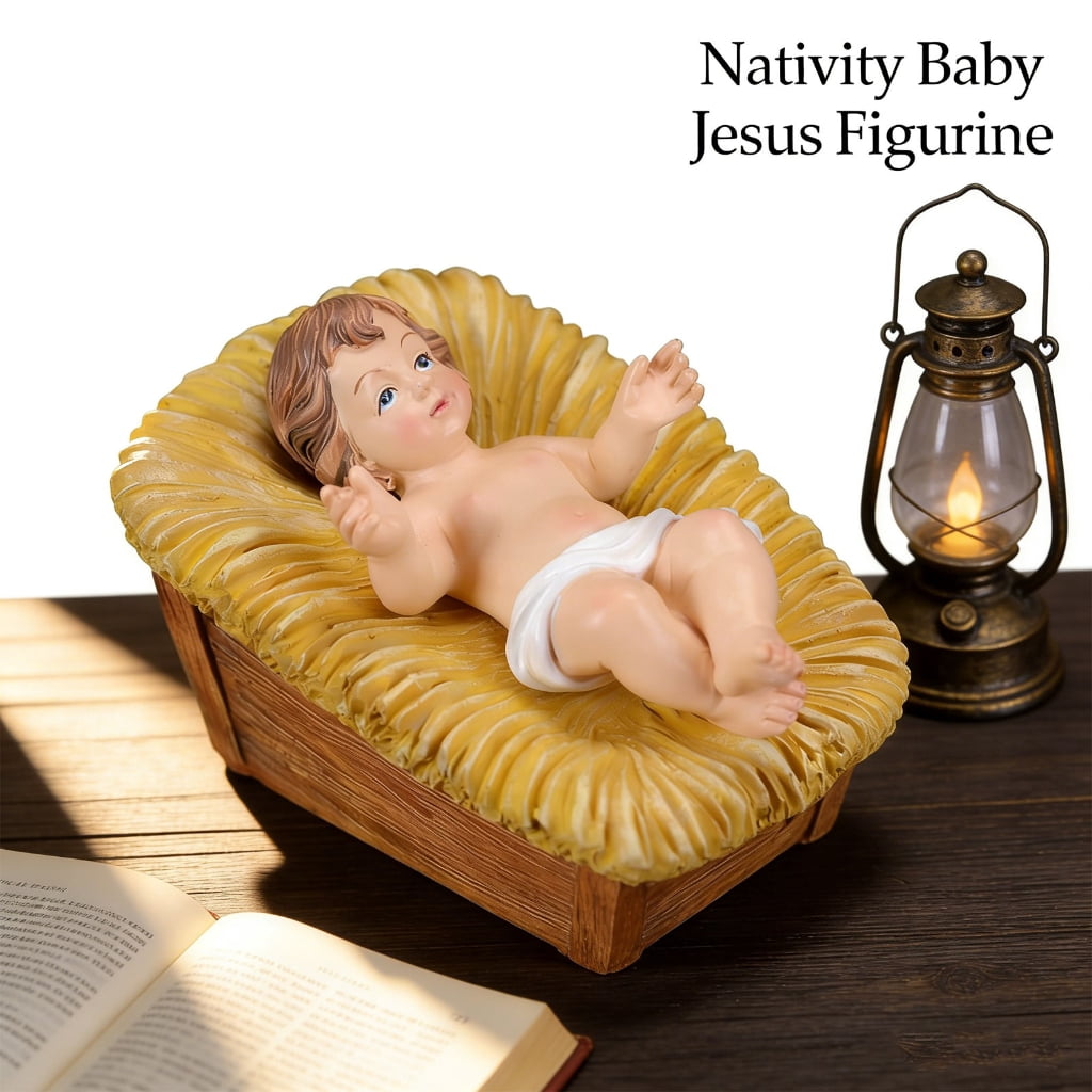 Resin Baby Jesuses Christ in Manger Figurines Small Nativity Statue Ornament