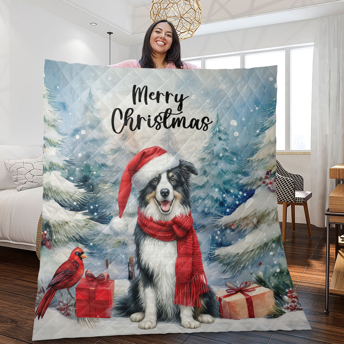 Merry Christmas French Bulldog Enjoys Woofmas Winter Xmas Holiday Quilt Bedding Set Dog Lover Gifts 1 Blanket Bed Cover 2 Pillowcases - 02022