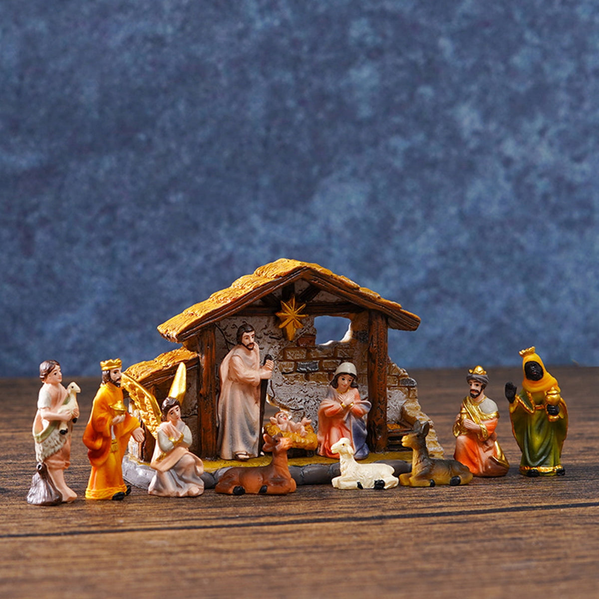 Christmas Nativity Figurines Resin Manger Holy Family Nativity Scenes Statue for Xmases Indoor Home Table Decorations