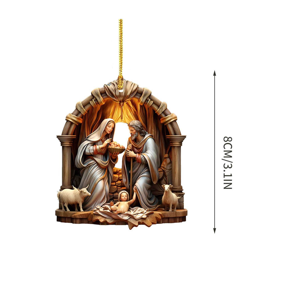 Xuniizn Nativity Ornaments, Christmas Nativity Scene Ornaments Acrylic Christmas Tree Decorations for Xmas Tree, Home, Office, Hanging Ornament, Religious Gifts, Party Decor, Christmas Decorations