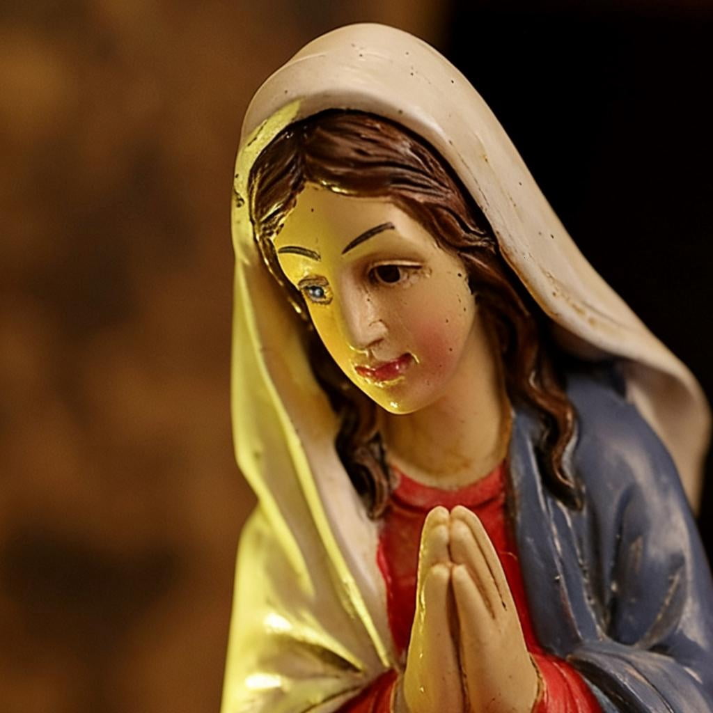 Osdhezcn Friendly Resin Nativity Set LED Light Holy Family Three Persons Christmas Decoration for Indoor Festival Ambiances