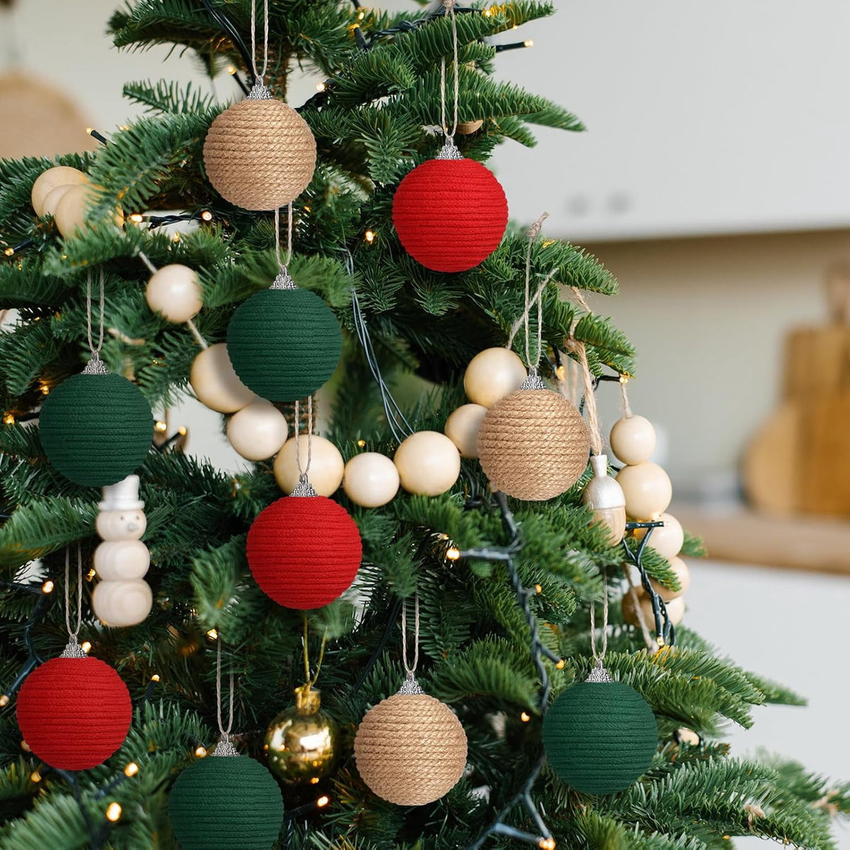 9Pcs 9 Pcs 2.36 Inch Christmas Ball Ornaments Farmhouse Jute Rope Hanging Balls Burlap Neutral Rustic Ornaments for Xmas Tree Holiday Wreath Garland Wedding Home(White,Beige,Dark Brown)