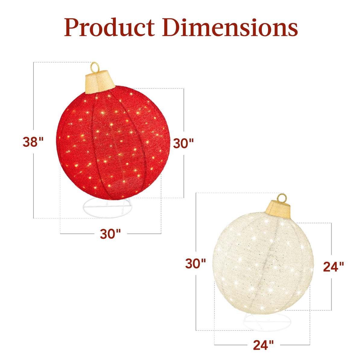Best Choice Products 2pc Lighted Pop-Up Christmas Ornaments Outdoor Holiday Decoration w/ 180 LED Lights - Red/Green