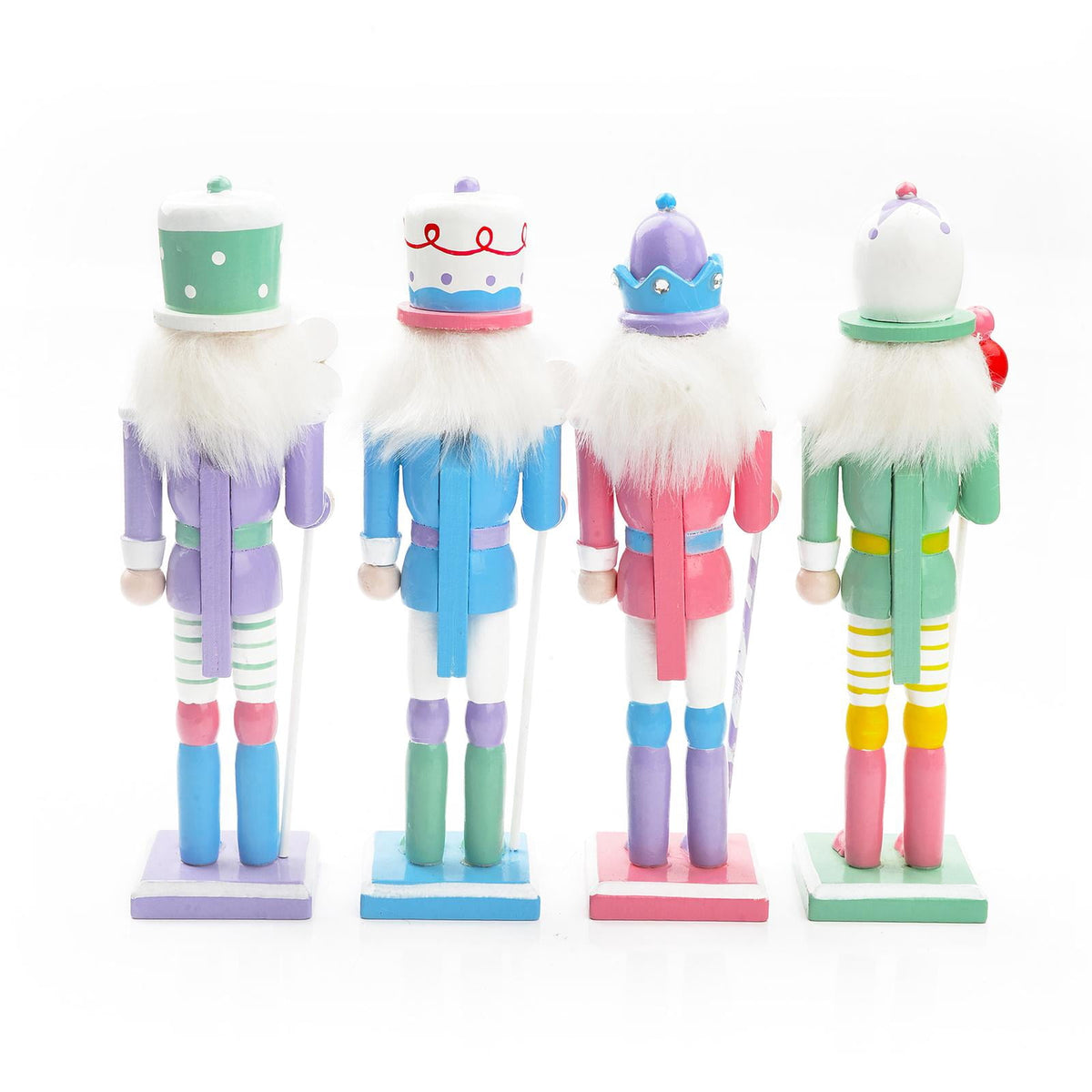 4 Pieces Christmas Nutcracker Ornaments Wooden Nutcracker Doll Decorative Statues Puppet for Shelves Home Decor Festival Xmas Gifts Holiday M
