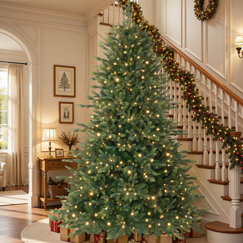 Lolsea 7ft Prelit PE Noble Fir Artificial Christmas Tree with Remote Control, Timer and Warm White & Multi-Color Lights