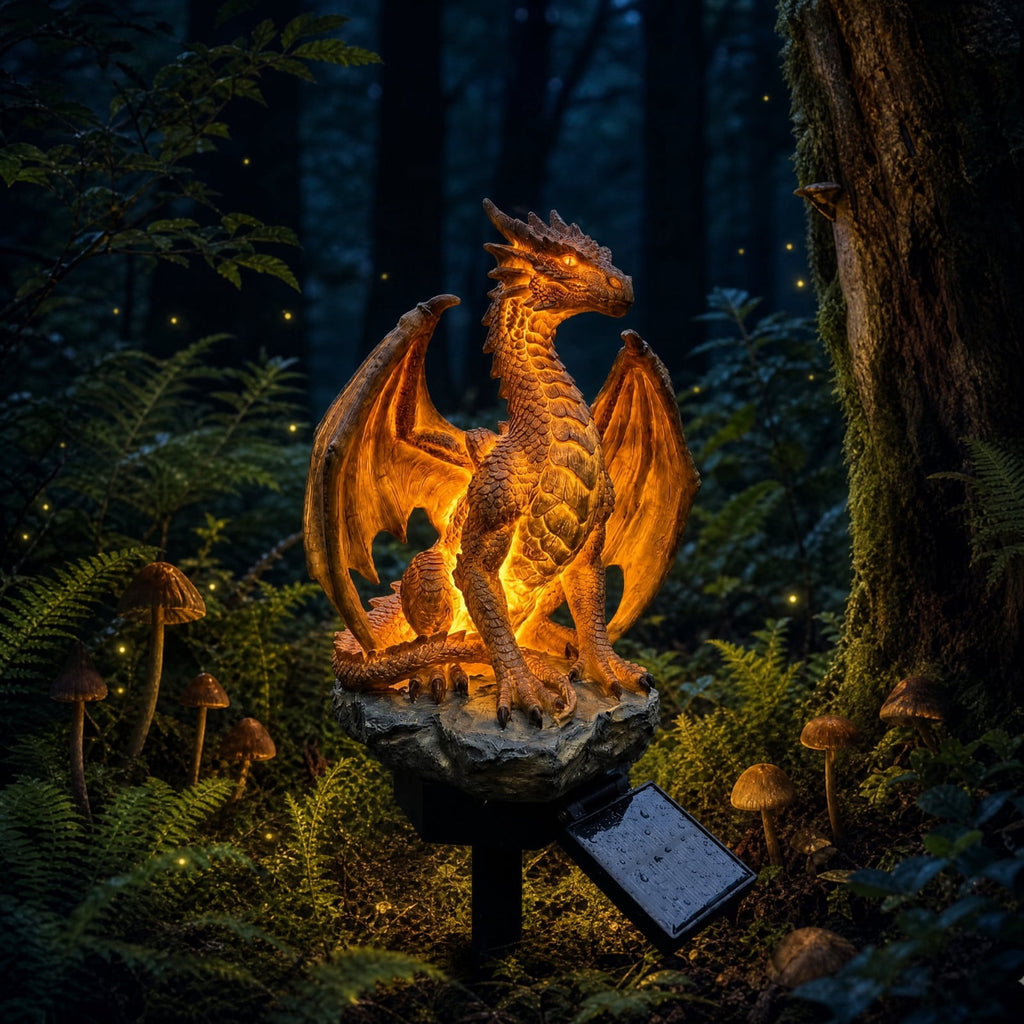 Clearance! Solar Garden Lights, 17 Inch Solar Dragon Stake Light Outdoor Waterproof, Mythical Dragon Statue with LED Glow for Patio Pathway, 1Pack