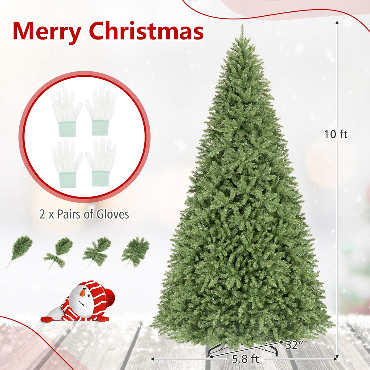 Costway 4 ft Artificial Christmas Tree with 559 Lush PVC Branch Tips & Folding Metal Stand