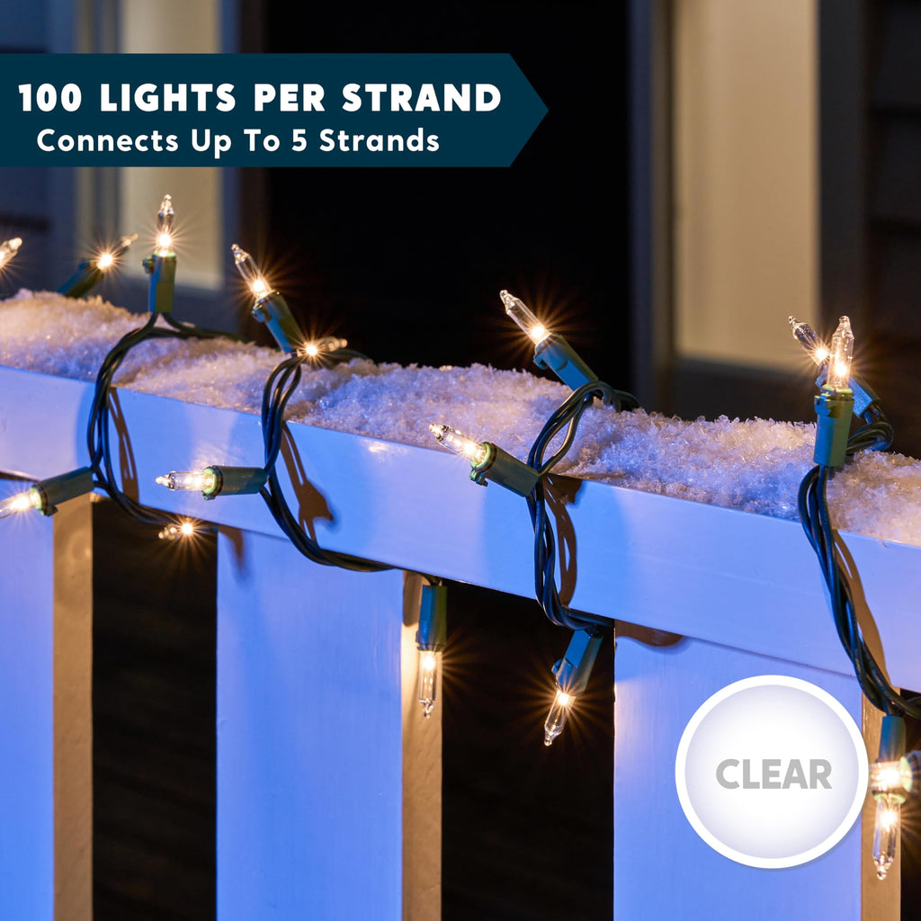 Joiedomi 100-Count Clear White Christmas Light Set,Green Wire Lights for Christmas Decorations,Holiday,Party,Home,Indoor or Outdoor Decorations