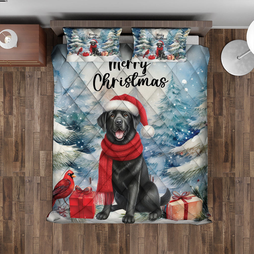 Merry Christmas French Bulldog Enjoys Woofmas Winter Xmas Holiday Quilt Bedding Set Dog Lover Gifts 1 Blanket Bed Cover 2 Pillowcases - 02022
