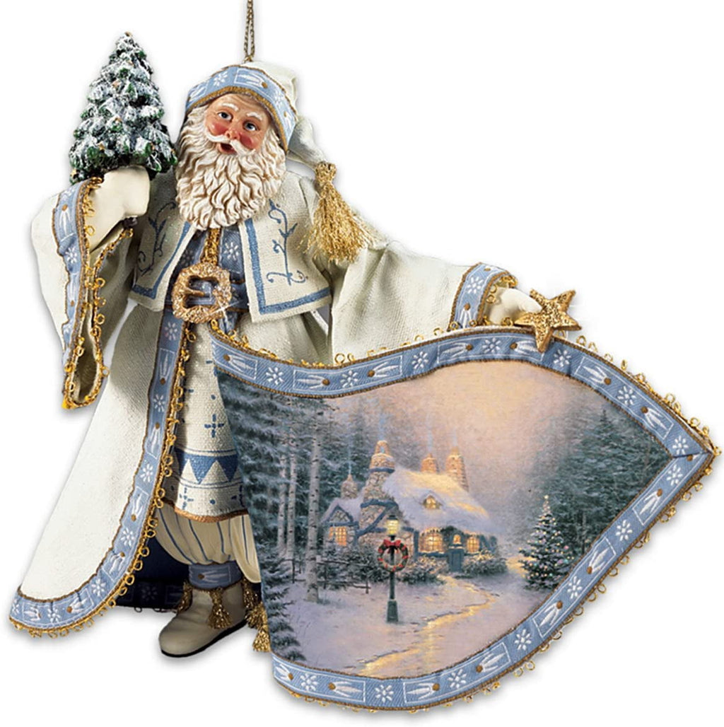 The Ashton-Drake Galleries Santa Claus Heirloom Ornaments #1 with Artwork: Set of 3 Christmas Decoration by Thomas Kinkade 4-inches