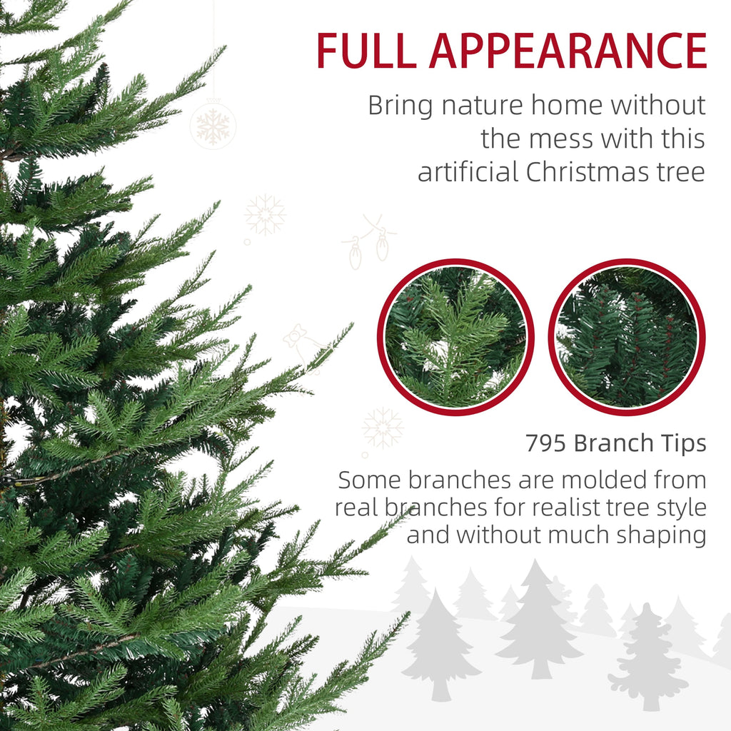 72"H Green Nordic Pine Artificial Christmas Tree, 795 Tips with 2 Layering Kinds, Hinge Section Design for Quick Setup, Flame Retardant, Wide Metal Base, Indoor Holiday Decor