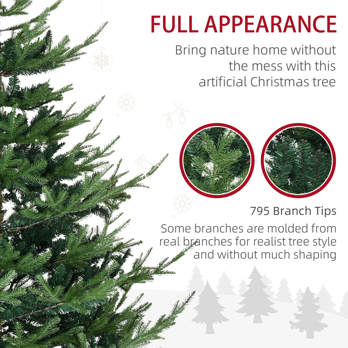 72"H Green Nordic Pine Artificial Christmas Tree, 795 Tips with 2 Layering Kinds, Hinge Section Design for Quick Setup, Flame Retardant, Wide Metal Base, Indoor Holiday Decor