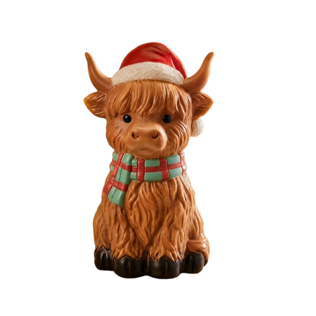 Luckky Lighted Christmas Dog Resin Statue, Santa Hat and Scarf Dog Figurine, 7.87 Inch, Multi-Color LED Lights, Indoor Outdoor Holiday Decor