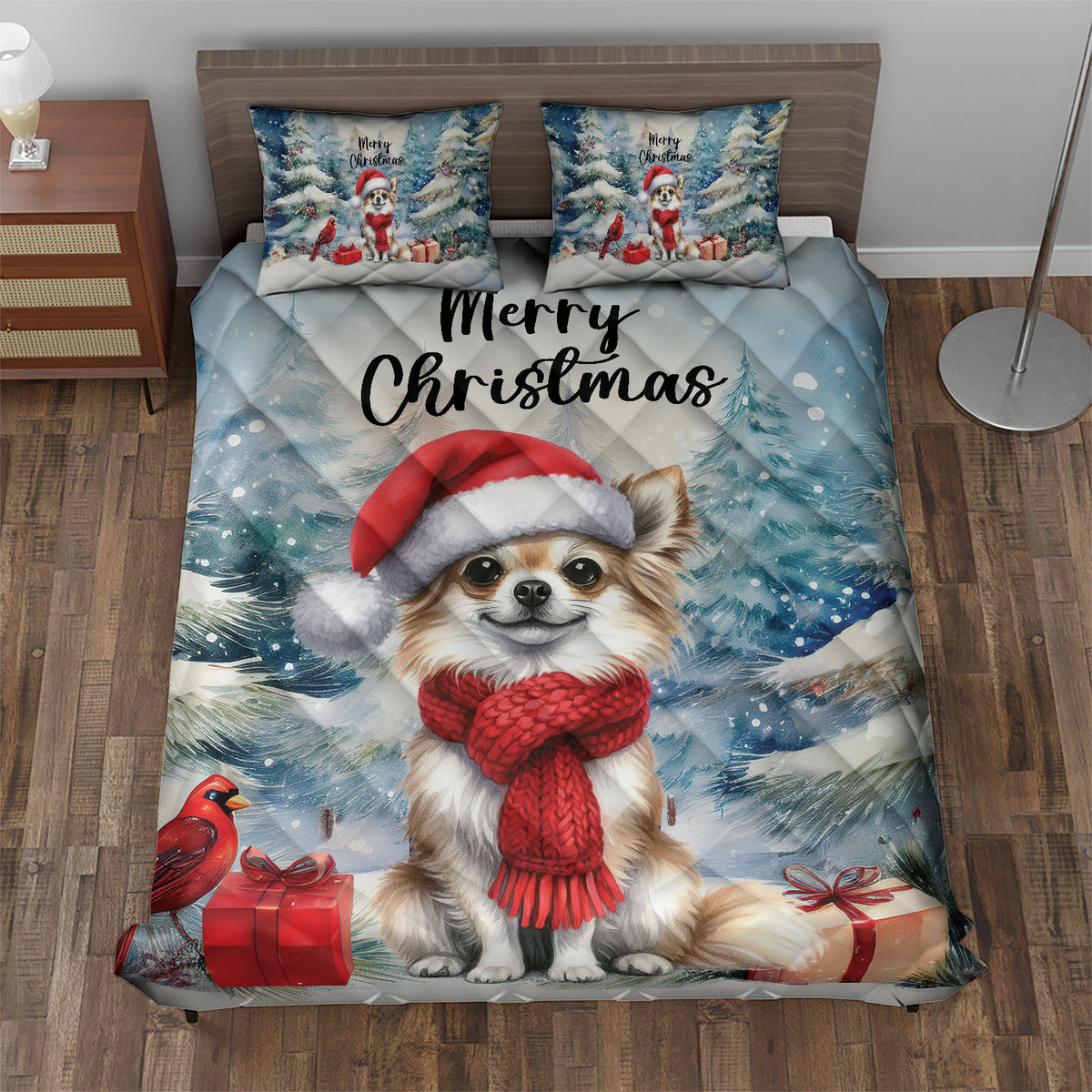 Merry Christmas French Bulldog Enjoys Woofmas Winter Xmas Holiday Quilt Bedding Set Dog Lover Gifts 1 Blanket Bed Cover 2 Pillowcases - 02022