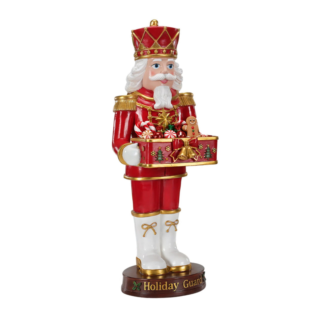 Jivora 24.41" Christmas Nutcracker Soldier Statue with Storage Tray, Holiday Tabletop Decor