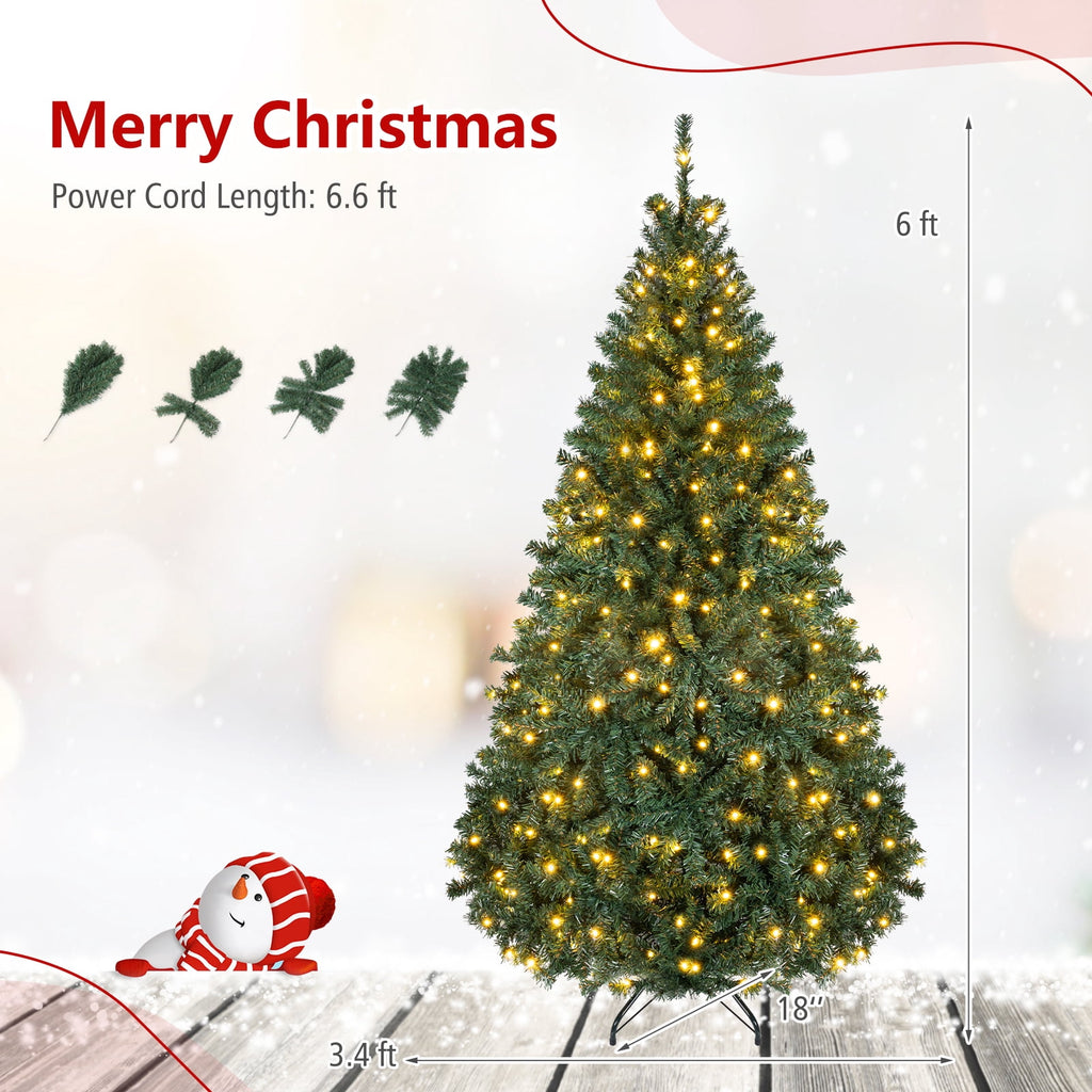 Costway 8Ft Pre-Lit Artificial Christmas Tree Hinged 750 LED Lights