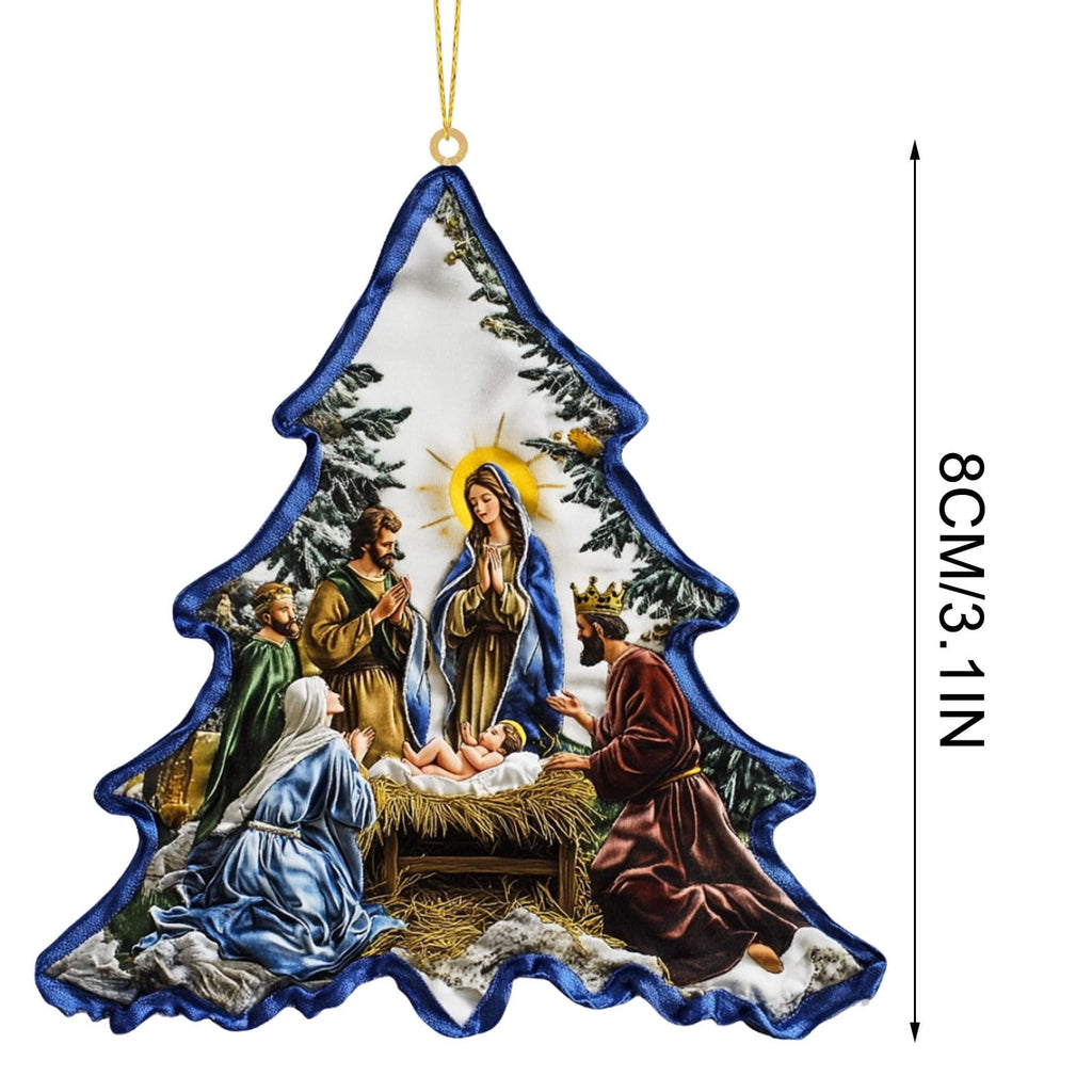 Xuniizn Nativity Ornaments, Christmas Nativity Scene Ornaments Acrylic Christmas Tree Decorations for Xmas Tree, Home, Office, Hanging Ornament, Religious Gifts, Party Decor, Christmas Decorations