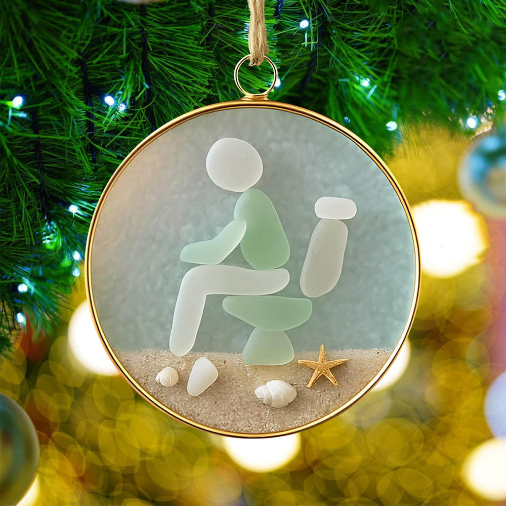 Lunxisen 1 Pcs Sea Glass Nativity: Jesus’ Birth Christmas Ornament,Coastal Inspired Sea Glass Nativity Ornament,Handmade Nativity Scene, with Shells and Starfish