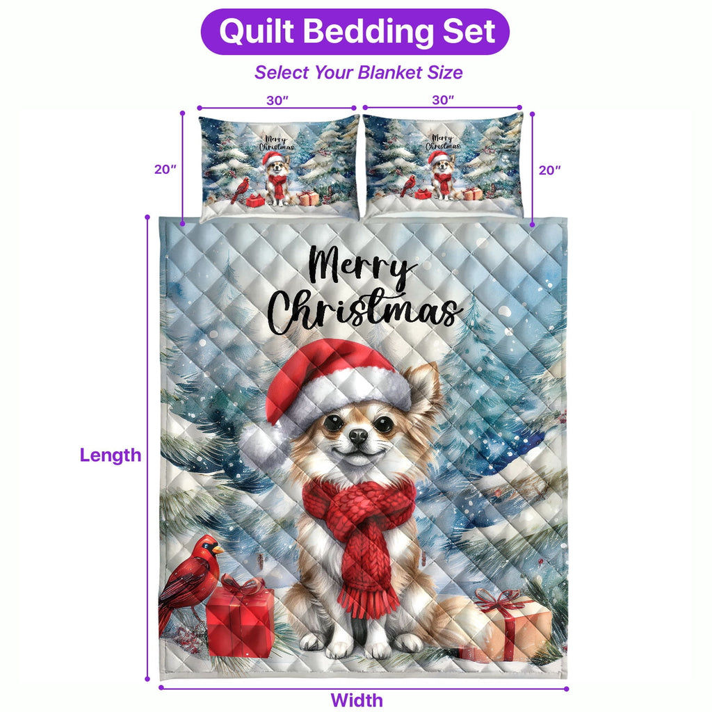 Merry Christmas French Bulldog Enjoys Woofmas Winter Xmas Holiday Quilt Bedding Set Dog Lover Gifts 1 Blanket Bed Cover 2 Pillowcases - 02022