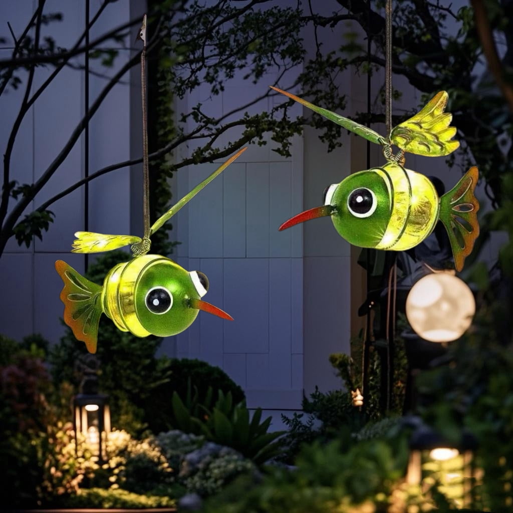 2 Pack Solar Butterfly Hanging Lantern Waterproof LED Outdoor Decor Light for Patio Garden Yard Pathway Balcony Porch Backyard