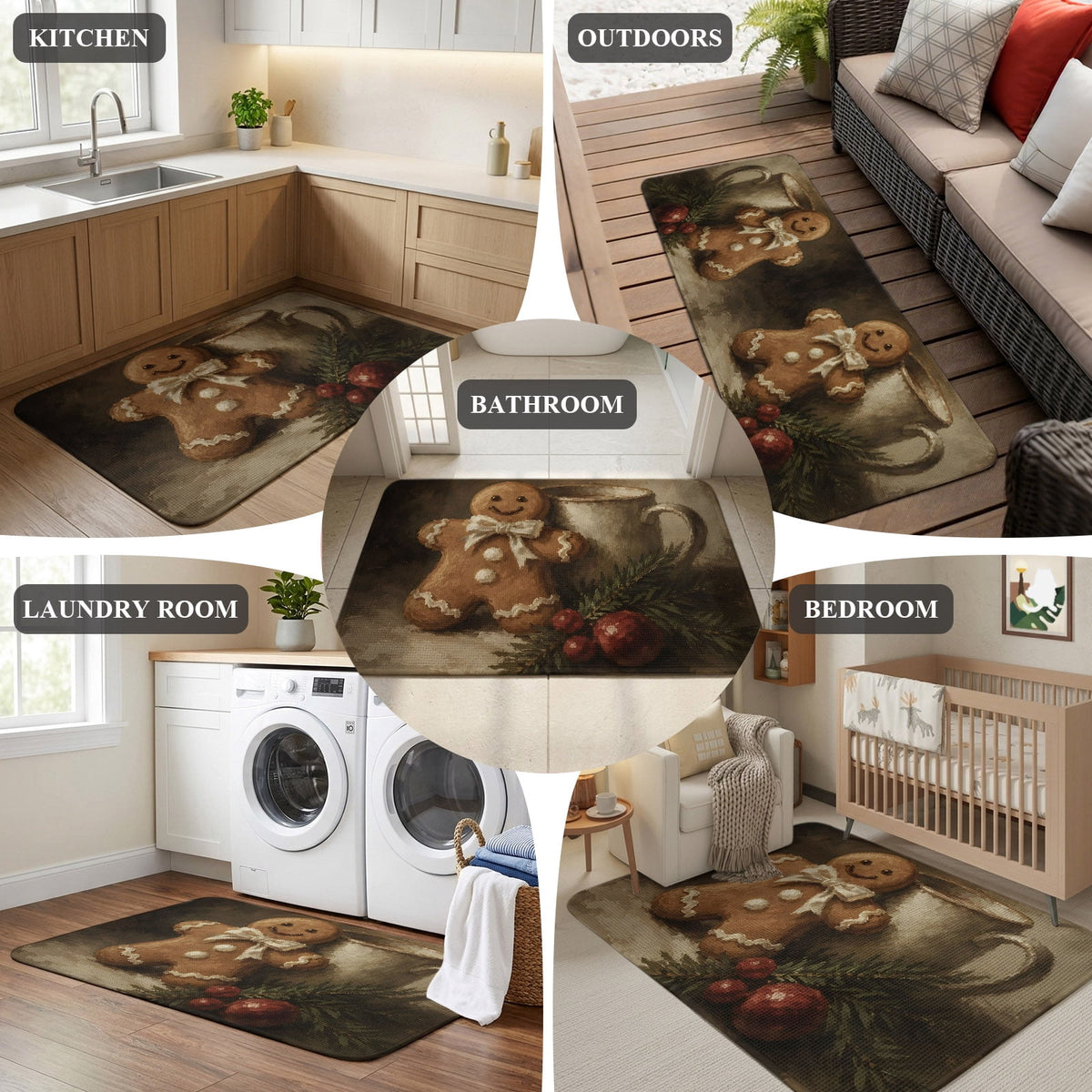 Red Truck Christmas Washable Area Rugs for Living Room Bedroom, Large Non Slip Indoor Floor Carpet Absorbent Xmas Tree Gnomes Navy Blue Snowflake Door Mat Rugs for Bathroom Entryway 63"x90.6"