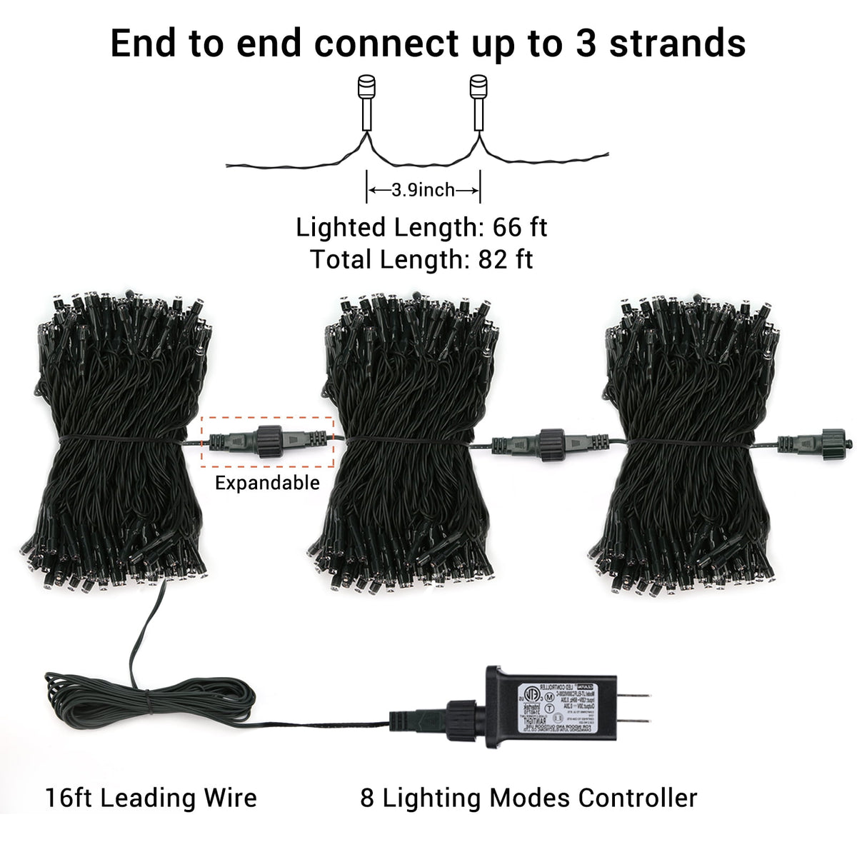 Christmas Lights Multicolor, Toodour 82ft 200 LED Christmas String Lights with 8 Modes, Timer, Connectable Plug in Christmas Outdoor Indoor Lights for Home, Garden, Party, Christmas Tree Decor