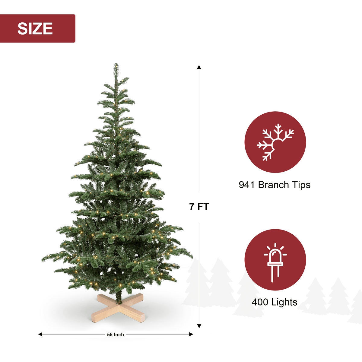 Makeatree 5ft Pre-lit Christmas Tree with 250 LED Lights, Aspen Fir, Layered & Sparse Design, Hinged Artificial Green Christmas Tree with PE&PVC Branch Tips, Fake Xmas Tree Indoor