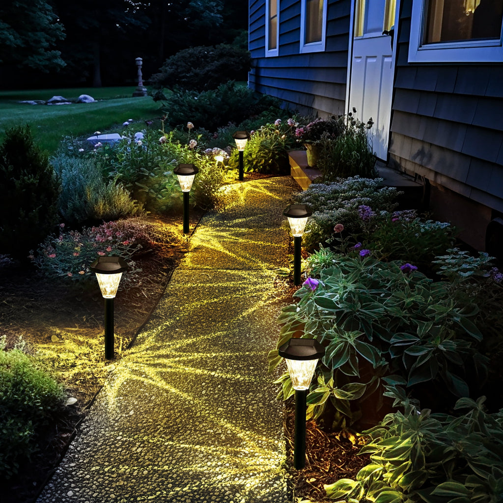 GIGALUMI 8 Pack Waterproof Outdoor Solar Pathway Lights for Garden and Landscape