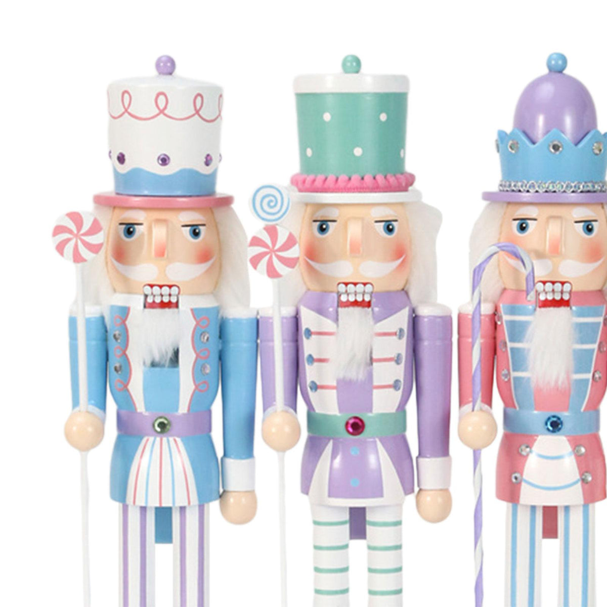 balikha 4 Pack Christmas Nutcracker Ornaments Puppet Desktop Wooden Nutcracker Doll Nutcracker Figures for Office Home Decor Festival Xmas Gifts, Multicolor M