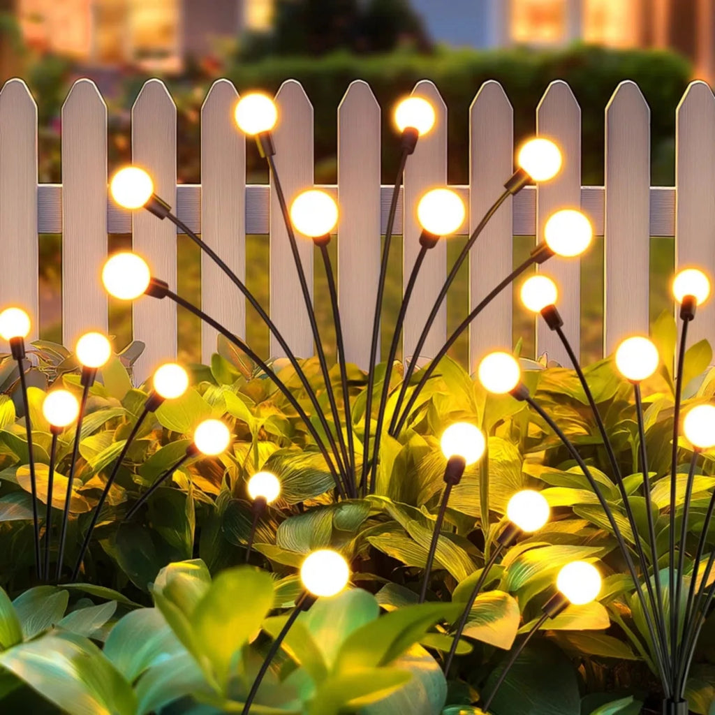 TopZoo Solar Garden Stake Lights, Solar Firefly Lights Outdoor Decorative Waterproof for Outside Backyard Decor, Yard Decor, Garden Decor, Christmas, Warm White Round LED Bulb, 4 Packs
