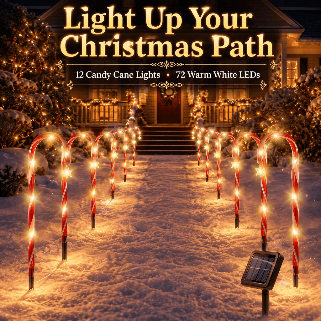 2 Pack Solar Powered Christmas Tree Lights, Outdoor Holiday Decor with 40 Bright LEDs, Waterproof Xmas Garden Decorations for Pathway, Yard, Grave and Lawn