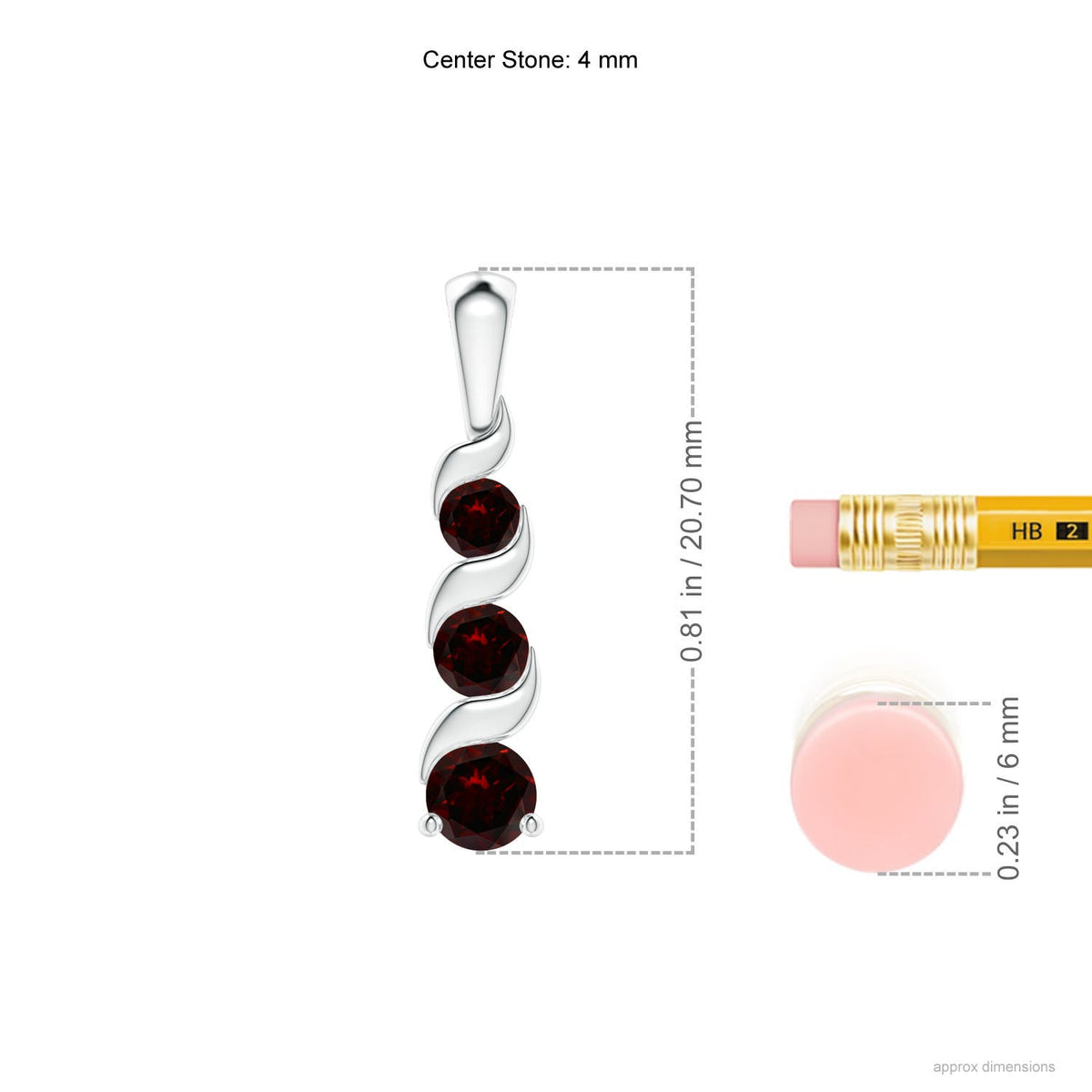 Angara Necklace - Natural Round Garnet Pendant Necklace in 925 Sterling Silver for Women (Size-4mm) | January Birthstone Jewelry, Birthday, Anniversary, Christmas, Jewelry Gift for Women