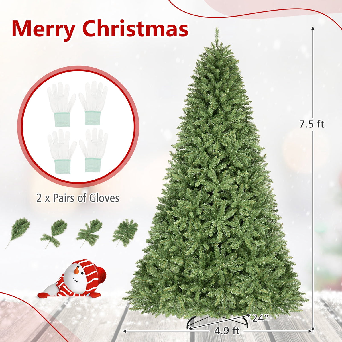 Costway 4 ft Artificial Christmas Tree with 559 Lush PVC Branch Tips & Folding Metal Stand
