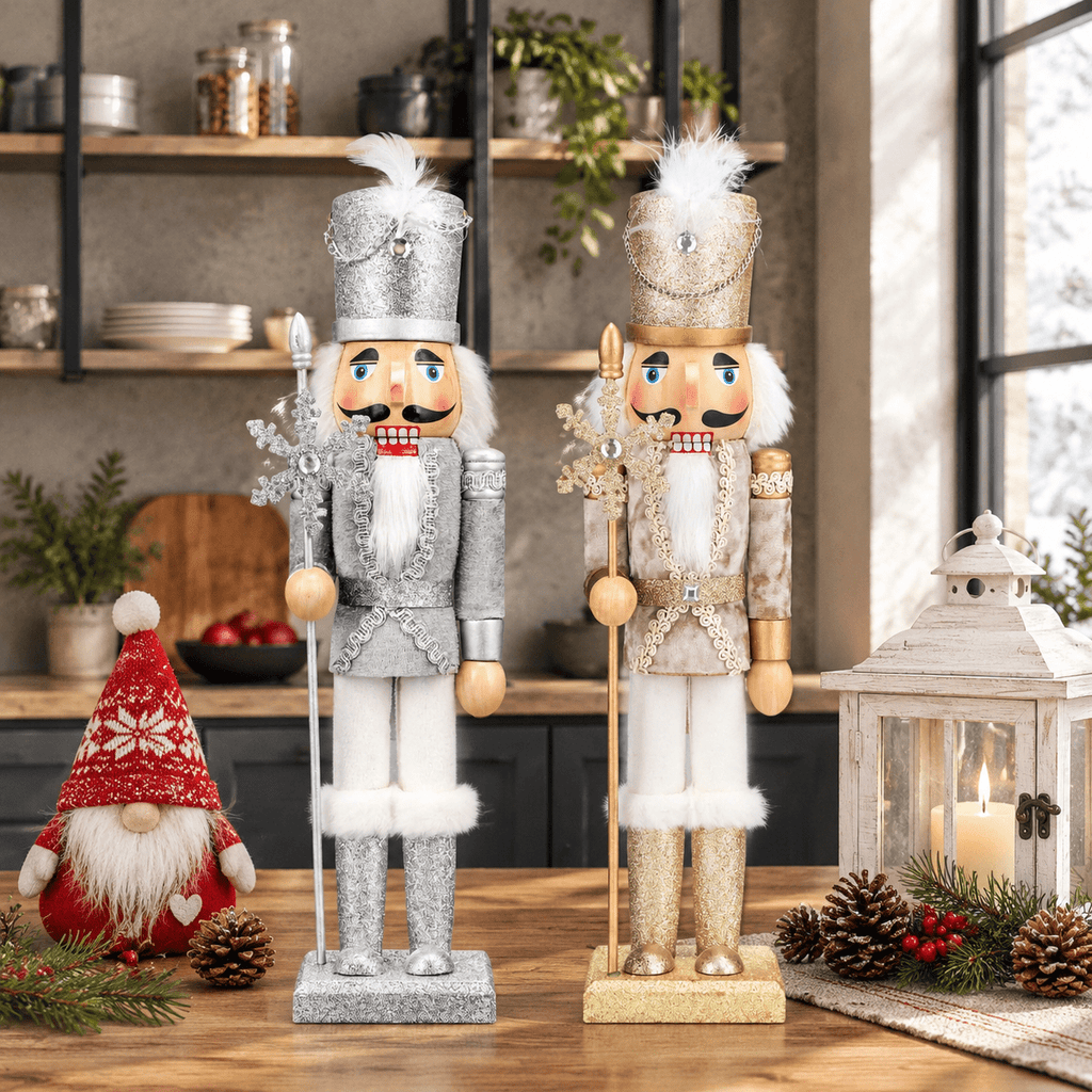 2-Pack Wooden Christmas Nutcracker Ornaments 15 Inch Soldier Figures for Holiday Decor