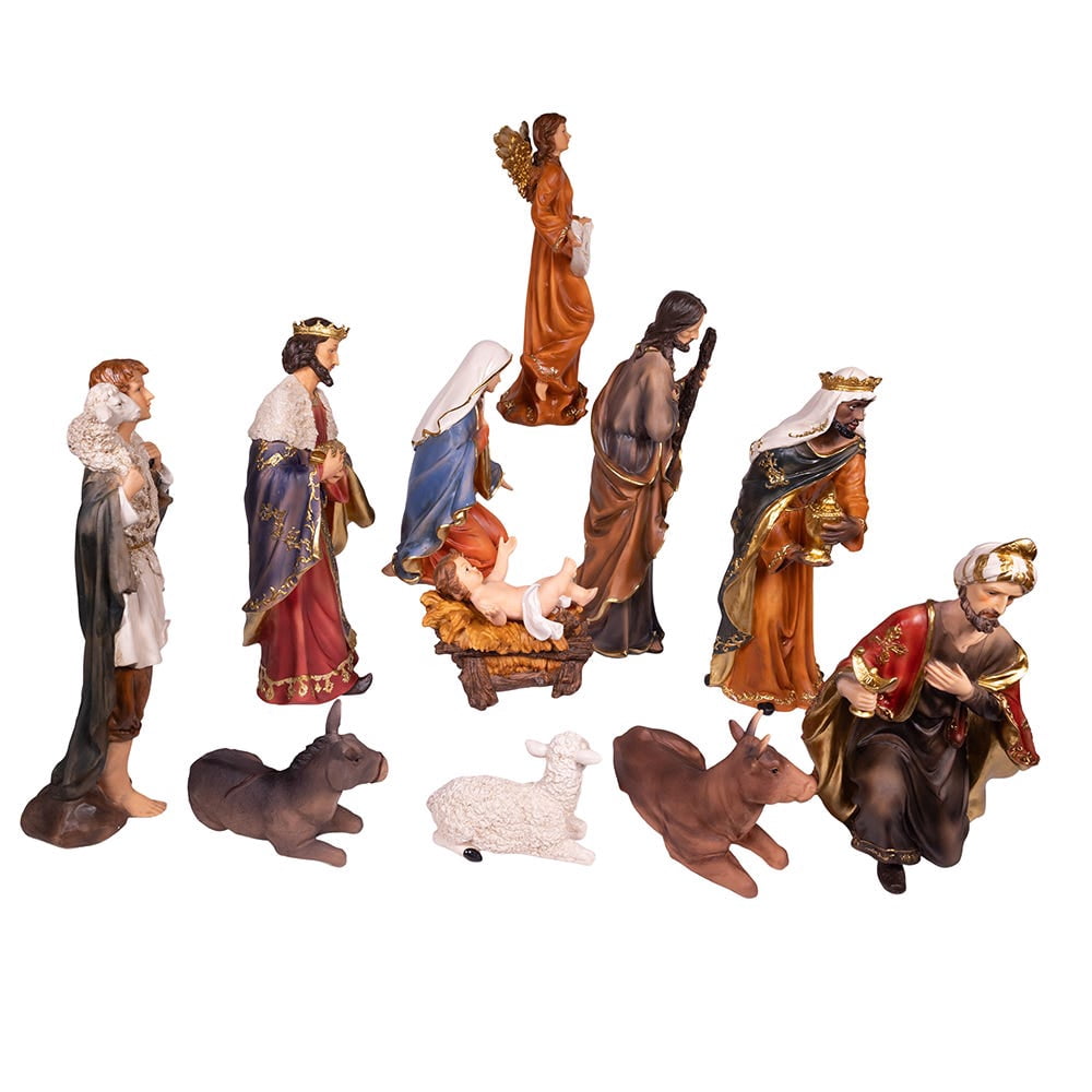 Kurt Adler 18" Resin Nativity Table Piece Set,11-Count