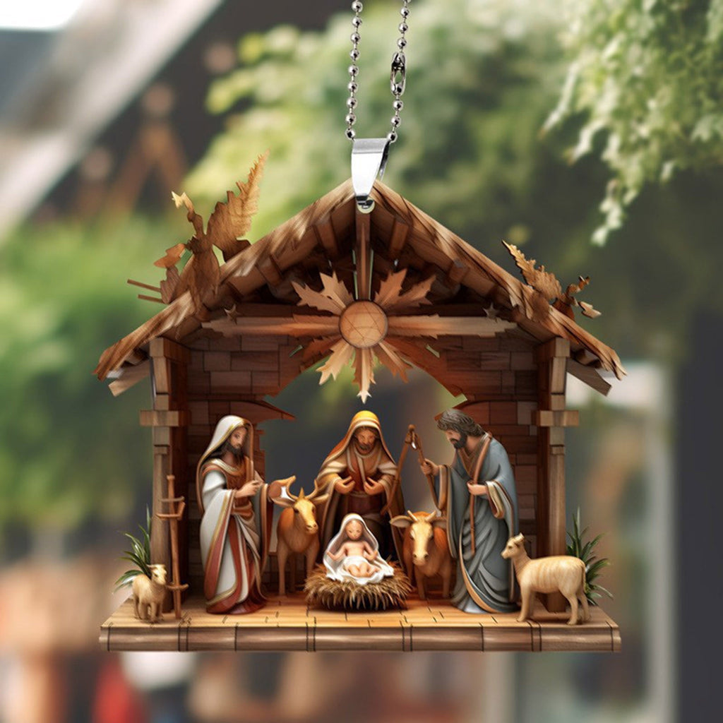 AuroraX Modern Christmas Decoration Hanging Acrylic Christmas Nativity Sets Neutral 2025 Decorative Nativity for Christma Tree,Home Decor