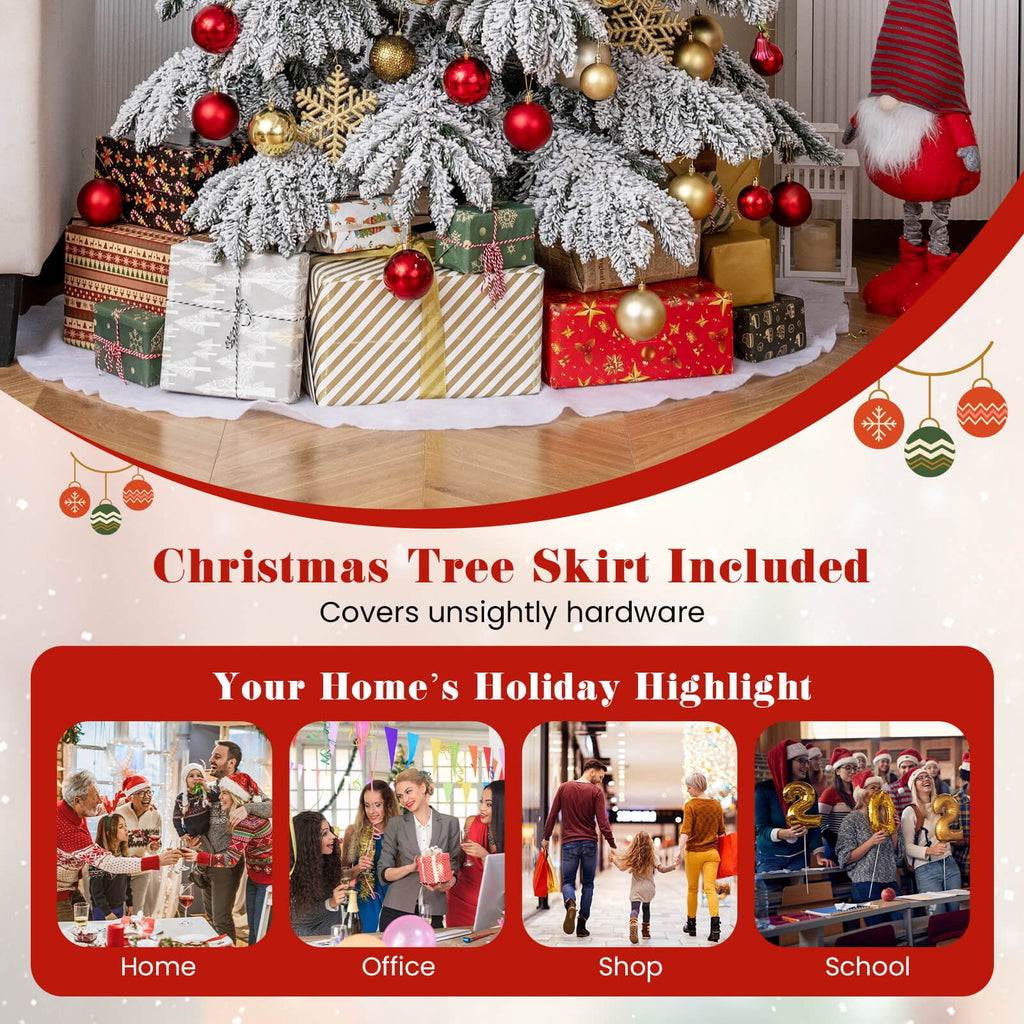 Costway 9 FT Artificial Christmas Tree with Quick Power Connectors,1223 Flocked Branch Tips