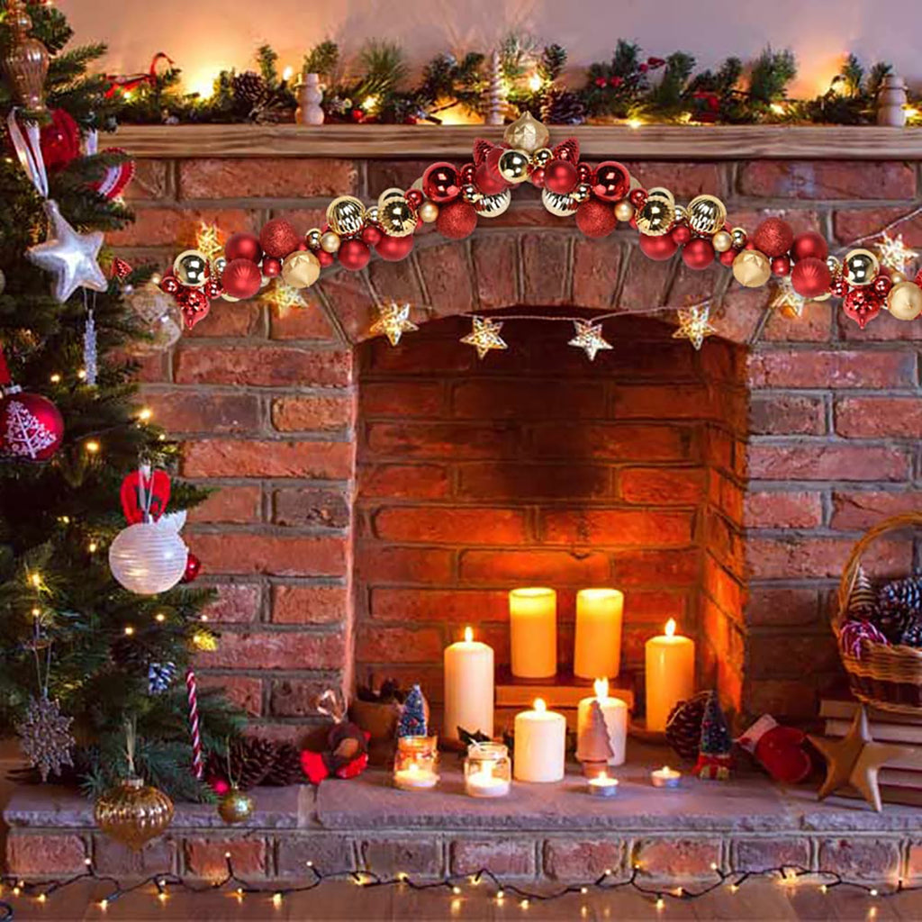 6 Ft Christmas Ball Garland Ornaments Shatterproof Xmas Hanging Balls Holiday Party Wedding Christmas Tree Decor Red