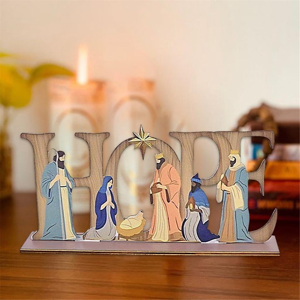 Rvaymup Artistic Nativity Figurine Collection Durability Wood Nativity Scene Display